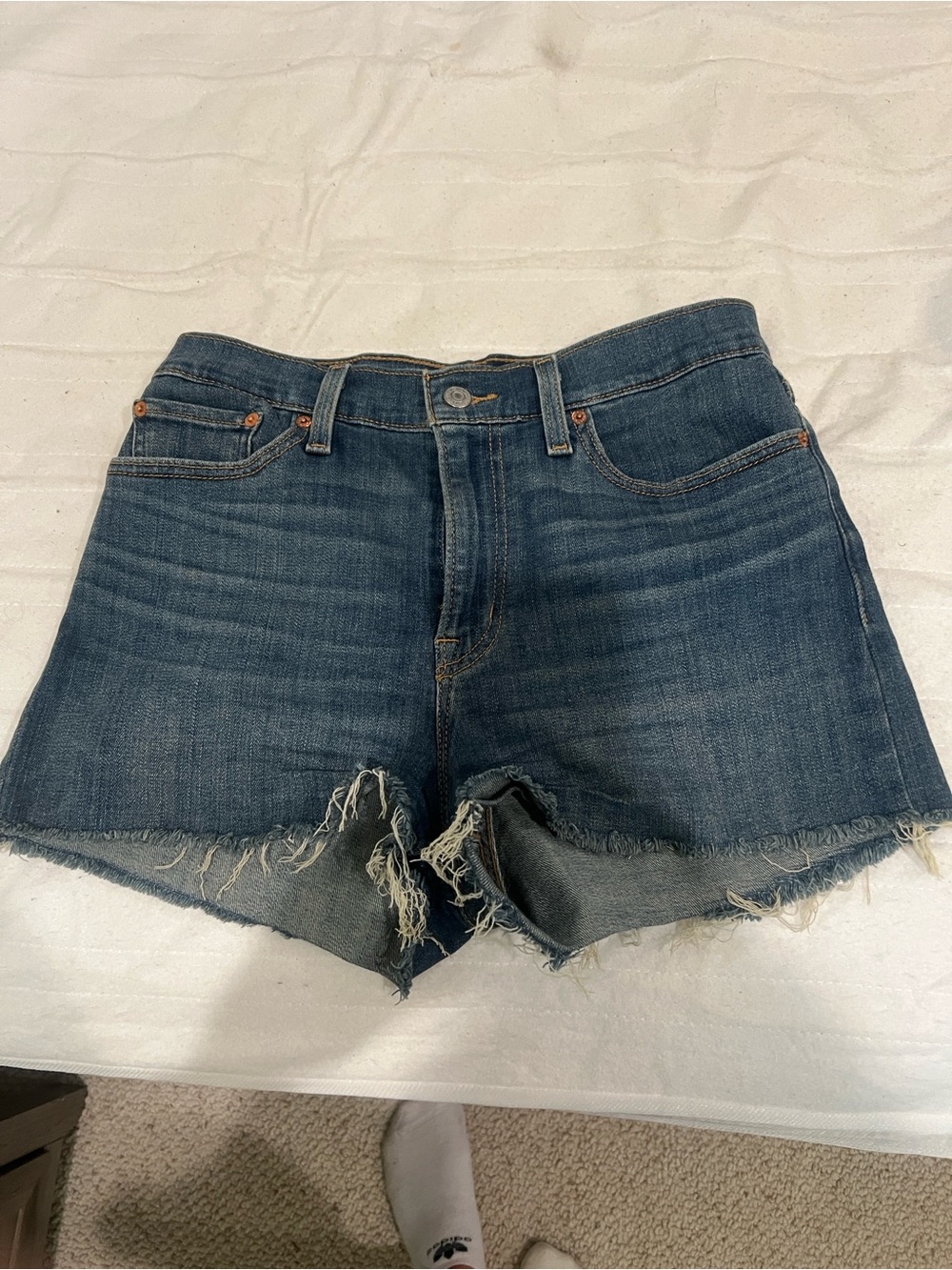 Womens Distressed Denim Jean Shorts - Dark Blue